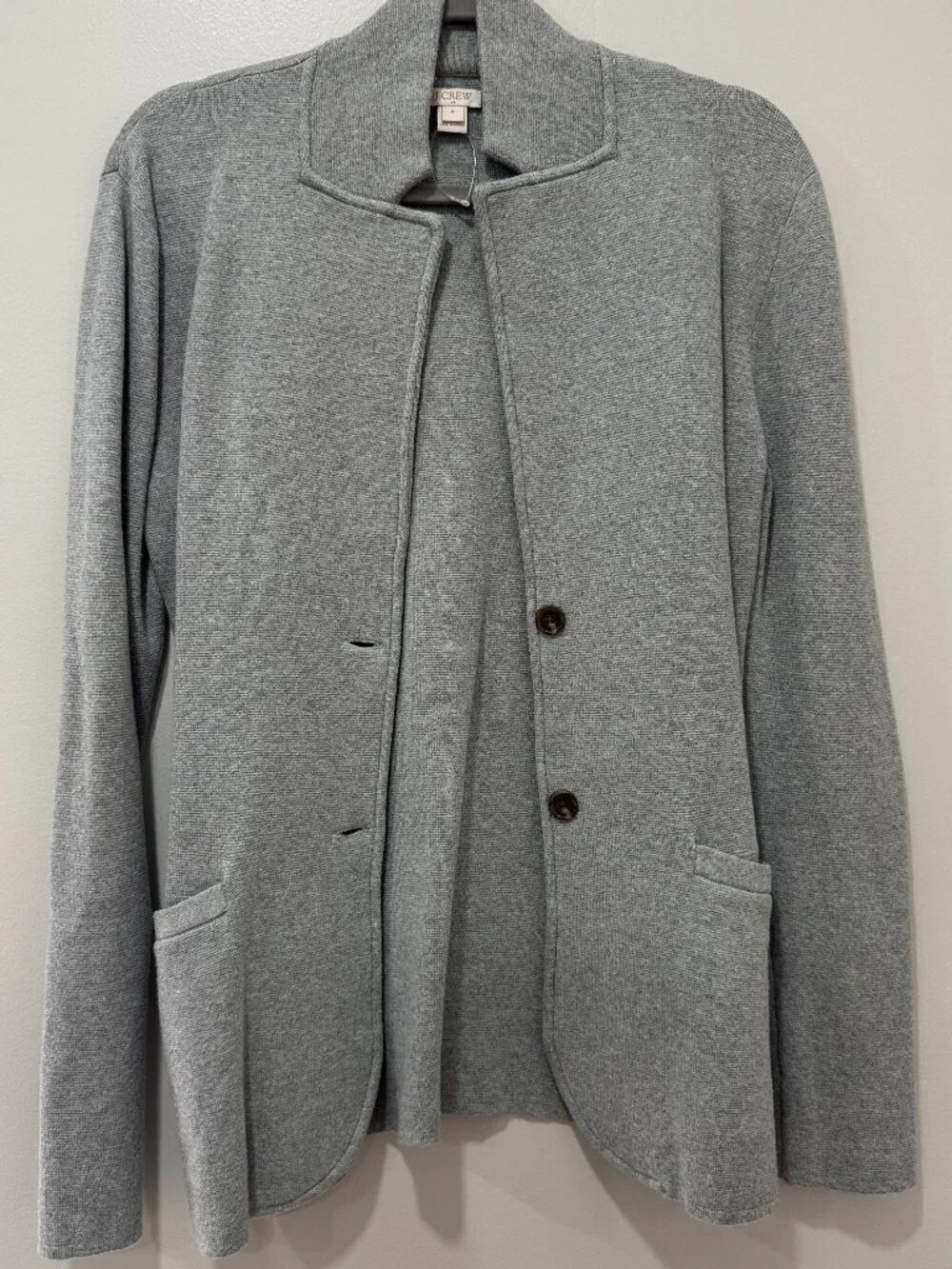 J.Crew Grey Knit Blazer Cardigan Sweater Jacket M